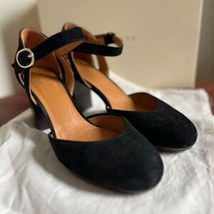 Sezane Katie Mary Janes Black Suede Size 38